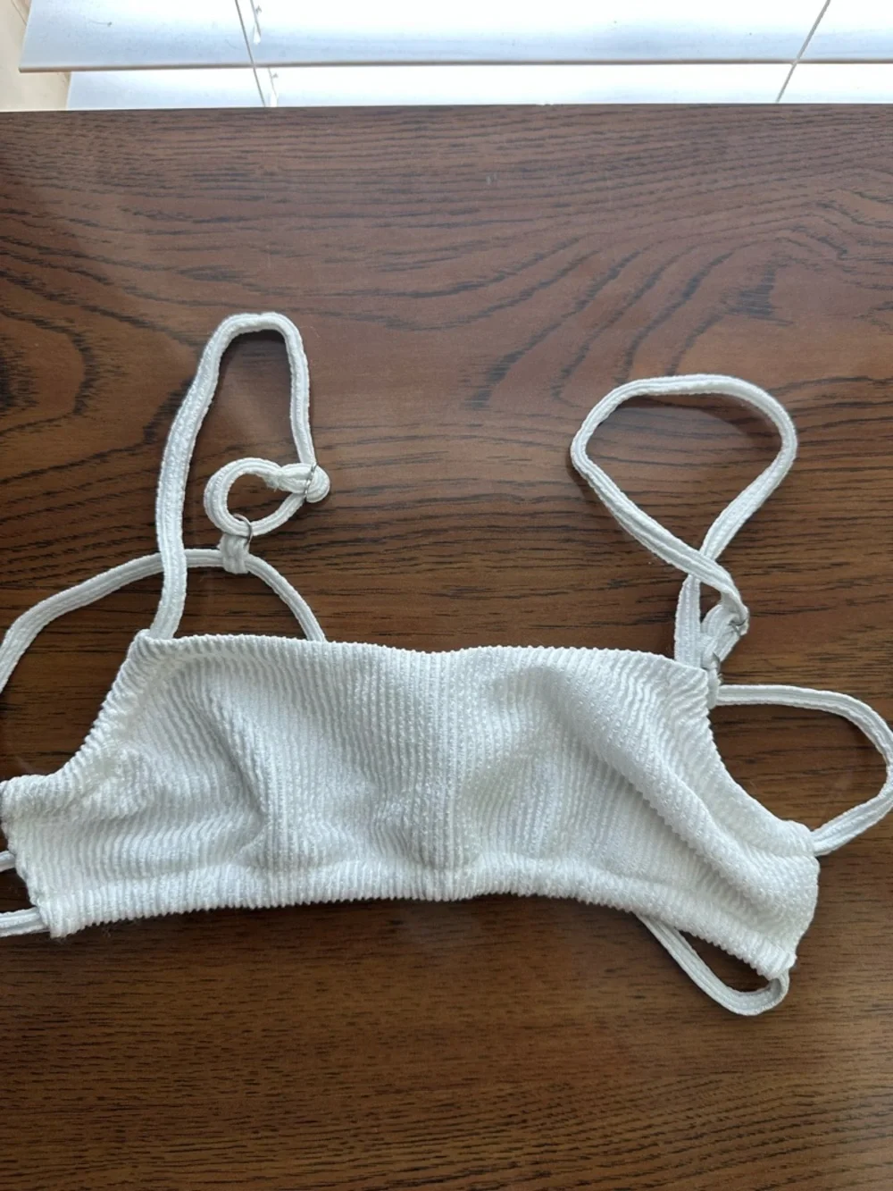 White Ribbed Bikini Top - Women Swim Bikini NWOT